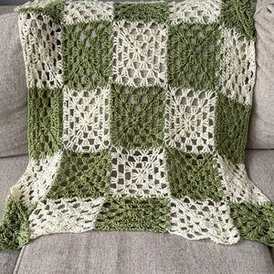 Green and Cream Crochet Blanket